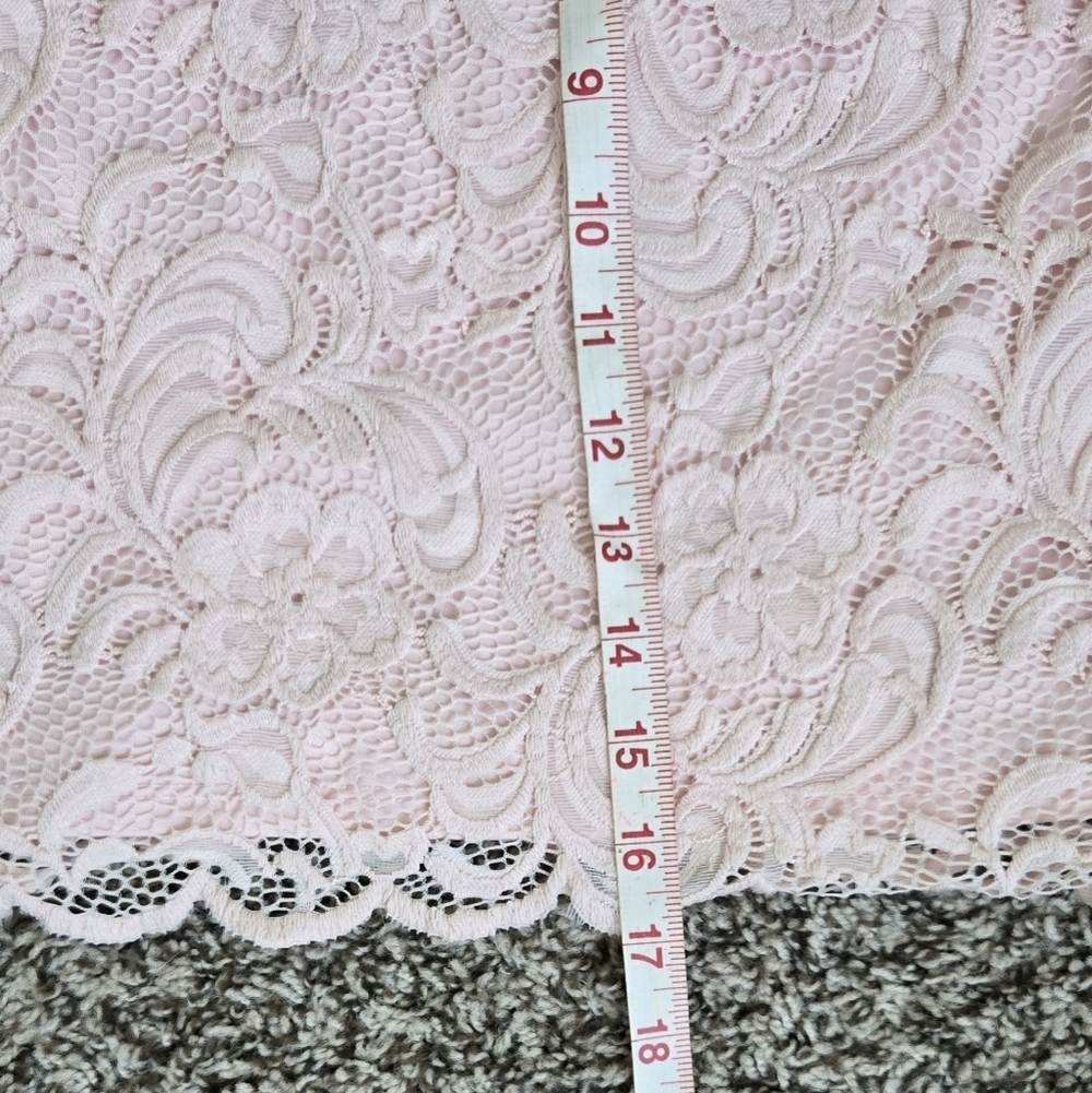 *3/$20 Ambiance 17" Pink Lace Overlay Stretch Classic Mini Skirt - Picture 4 of 5